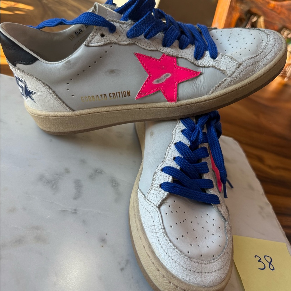 Golden Goose BallStar Limited Edition White and Pink Star Sneakers